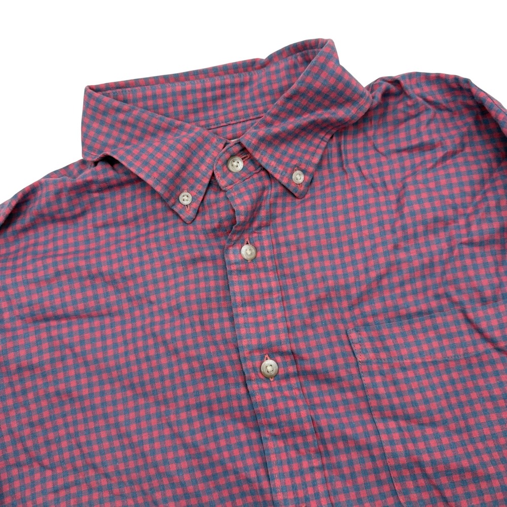 Faherty Button Down Shirt Men's Large Pink Blue Gingham Long Sleeve Pocket